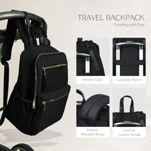 Diaper Bag Backpack, Nylon Baby Bag with 19 Pockets, Large Baby Diaper Bag for Boys Girls,Diaper Bag Insert,Changing Pad,Insulated Pockets,Stroller Straps,Black - color: Deep Black