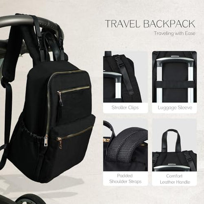 Diaper Bag Backpack, Nylon Baby Bag with 19 Pockets, Large Baby Diaper Bag for Boys Girls,Diaper Bag Insert,Changing Pad,Insulated Pockets,Stroller Straps,Black - color: Deep Black