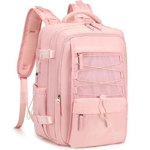 Travel Backpack for Women Men 15.6 Inch Laptop Backpacks with USB Port Carry on Backpack Flight Approved Large Back Pack College Bookbags Outdoor Sports Hiking Rucksack Casual Daypack (Pink,15.6 Inch) - color: Pink, size: 15.6 Inch