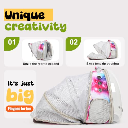 Back Extension Cat Travel Carrier Backpack (Galaxy Pink, Clear Window) - color: Galaxy Pink