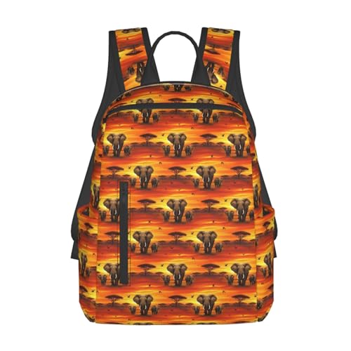 Heavy Duty Camping Backpack African Elephant Sunset, Large Storage Adventure Rucksack for Long Distance Outdoor Exploration Unisex - color: Picture (222)