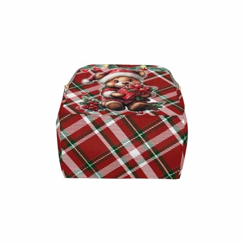 Custom Diaper Bag with Name, Personalized School Bag Christmas Bear Print, Monogram Nappy Backpack with Thermal Pockets for Adults Kids, Large Capacity Waterproof Diaper Bag Xmas Gift - color: A-color-2