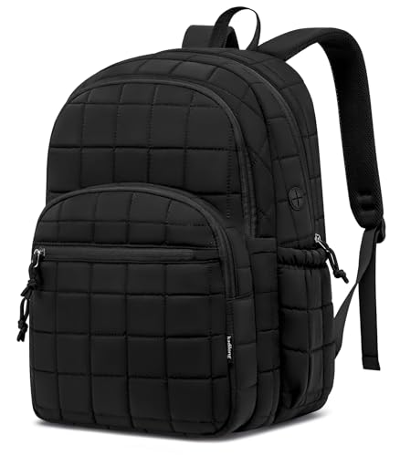 kadilong Laptop Backpack for Women College Travel,Quilted Daypack Bookbag for School Teen Girls Mochilas Mujer,Black - color: Black, size: 15,6 inch