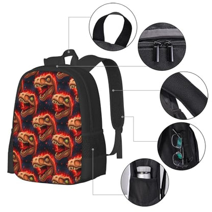 Slim Anti Theft Laptop Backpack Dinosaur T Rex, Large Volume Travel Daypack Durable Polyester Carry Bag for Office Business Outdoor Trekking - color: Design (213)