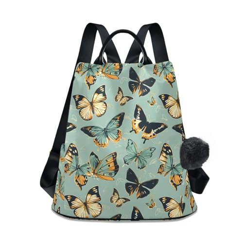 MNSRUU Women Backpack Purse Butterflies Colors Are Teal Backpack for Women Anti-theft Shoulder Bag Carry On Backpack Lightweight Rucksack Fashion Travel Ladies Bags - color: Butterflies A9216