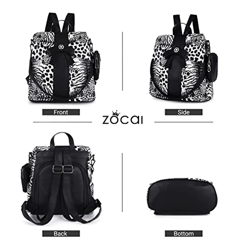 ZOCAI Backpack Purse for Women Fashion Backpack Purses PU Leather Daypacks Anti-Theft Shoulder Bag Satchel Purse - color: Black Leopard