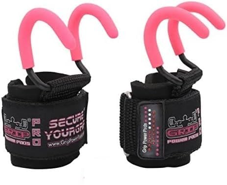 Weight Lifting Rod Hooks Heavy Duty Wrist Wraps Power Weight Lifting Training Gym Grips Straps Set of 2 - color: Pink, size: WOMEN-Wrist Size Small/Medium