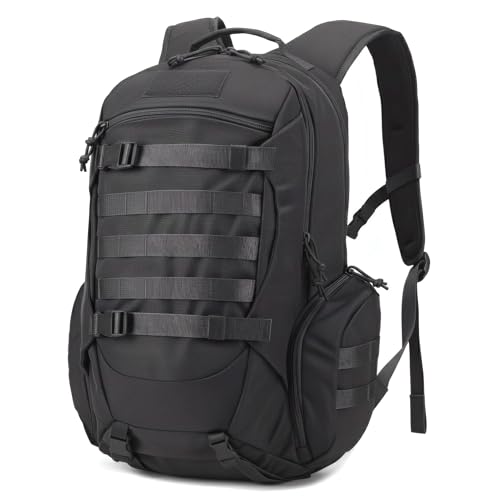 35L Tactical Backpack for Men, MOLLE Military Bug Out Bag, Waterproof Rucksack for Hiking with Hydration Port Black - color: Black