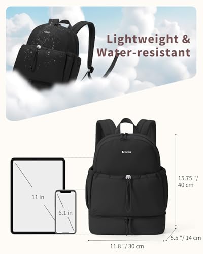 Ceneda Gym Backpack for Women, Cute Gym Bag with Shoe Compartment, Wet Pocket & Cup Holder, Puffer Dance Cheer Backpack - color: Black, style: Taslon