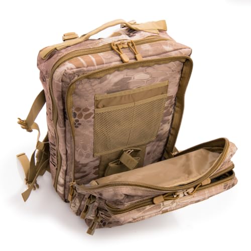 Large Laser-cut MOLLE Backpack with Pistol Retention System, Desert Python, Modular and Lightweight Design for EDC, Range, or Tactical Use - color: Desrt Python