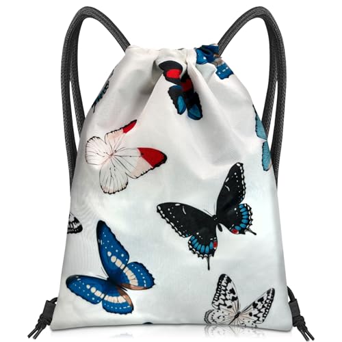 Drawstring Backpack Draw String Bag Sports Gym Bags Waterproof Cute Aesthetic Sackpack for Unisex Women Sports Beach Travel(13"×17")-Butterfly - color: Z1-butterfly