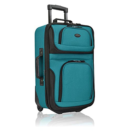 U.S. Traveler Rio Lightweight Softside Rolling Carry-on Suitcase, 2-Wheel Single, Teal - color: Teal, size: 21"