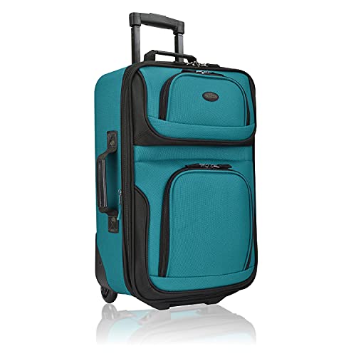 U.S. Traveler Rio Lightweight Softside Rolling Carry-on Suitcase, 2-Wheel Single, Teal - color: Teal, size: 21"