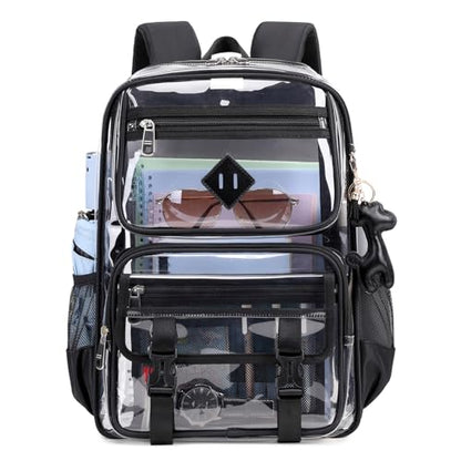 Sisipoet Clear Backpack for School, PVC Clear Bookbag Heavy Duty Transparent Backpack for Stadium Events See Through Bag - color: 1pc-black