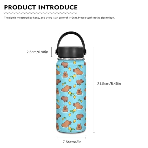 Flashideas Cute Capybara Backpack for School Boys Backpack with Lunch Box Insulated Water Bottle and Water Bottle Bag 4Pcs Set 17" Girls Bookbag with Compartments Sturdy School Bag for Kids Elementary - color: Capybara and Lemon