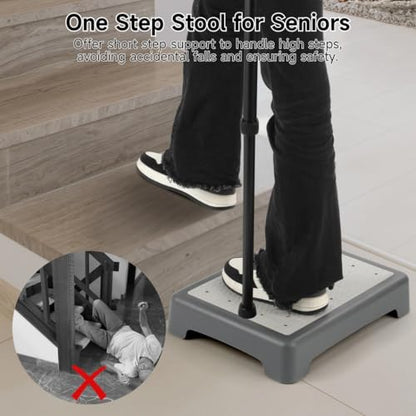 Senior Mobility Step Platform, Non-Slip Stool For Stairs, Cars, Beds, 440 Lbs Load Capacity, Portable Half-Step Riser For Elderly