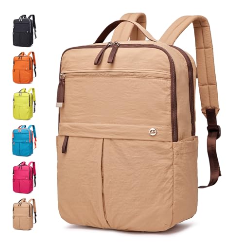 Travel Laptop Backpack for Women, Waterproof Lightweight Daypack with Multiple Pockets, Large Capacity Casual Work Backpack for Daily Use - color: Khaki