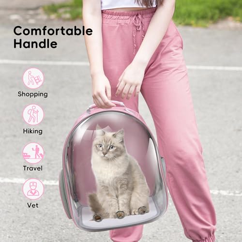 Cat Backpack, Airline Approved Bubble Carrying Bag for Small Medium Dogs Cats, Space Capsule Pet Carrier Dog Hiking Backpack Travel Carrier (Pink) - color: Pink