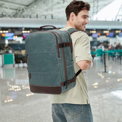 BOVIP Travel Backpack for Men, Carry On Backpack, Flight Approved Personal Item, 18.4 inch Laptop Backpack, Dark Green - color: Dark Green, size: 18.4 inch