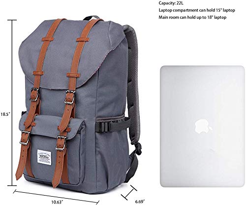KAUKKO Laptop Outdoor Backpack Traveling Daypack Hiking Rucksack Large Capacity Bag Fits 15.6"(0-Grey(2PC)) - color: 0-grey(2pc)
