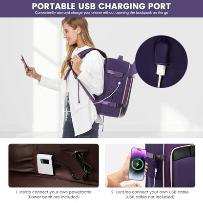 LOVEVOOK 50L Travel Backpack Carry On Airline Approved, Large Backpack with 3 Packing Cubes, TSA Travel Essentials Carry On Bag, Waterproof Weekender Overnight Luggage Daypack, Fits 18 Inch Laptop - color: H-blue-purple-black, size: XLarge - 18.5 Inch - 5