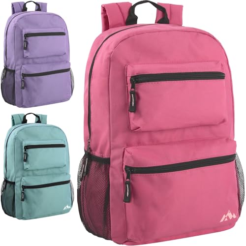 Trail maker 24 Pack Backpacks in Bulk Wholesale Multipocket Backpacks with Side Mesh Pockets for Homeless Adults, Donation (Female Colors Pack) - color: Female Colors Pack