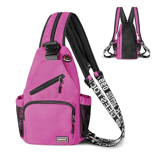 Geestock Convertible Sling Bag for Women Men, Lightweight Crossbody Backpack Daypack Chest Bag Fit 10.9" Tablet for Travel, Sport, Hiking & Commute, Purplishred, 8.27in×3.94in×13.39in - color: Purplishred, size: Large