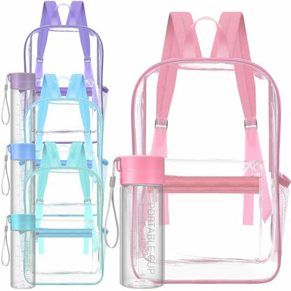Amylove 8 Pcs Operation Christmas Items Bulk Clear Backpack PVC with Water Bottles for Kids Transparent Backpacks Heavy Duty Bookbag Set for School Classroom Students Back to School Supplies