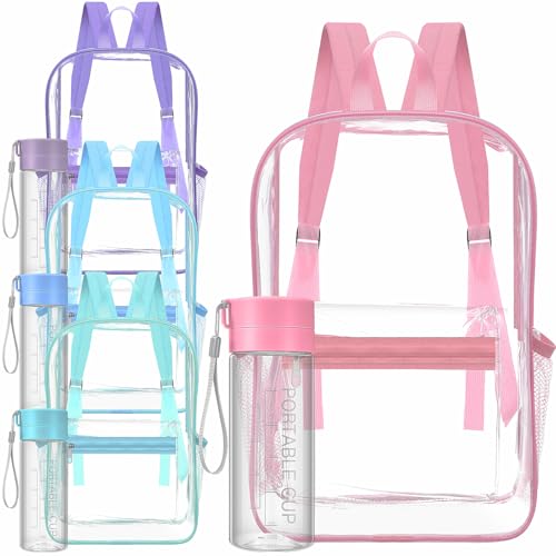 Amylove 8 Pcs Operation Christmas Items Bulk Clear Backpack PVC with Water Bottles for Kids Transparent Backpacks Heavy Duty Bookbag Set for School Classroom Students Back to School Supplies