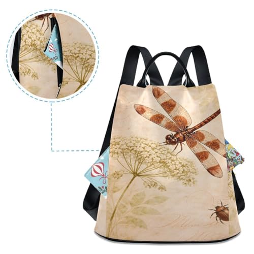 ALAZA Watercolor Retro Dragonfly Dandelion Backpack Purse with Adjustable Straps for Woman Ladies - color: Multi 3