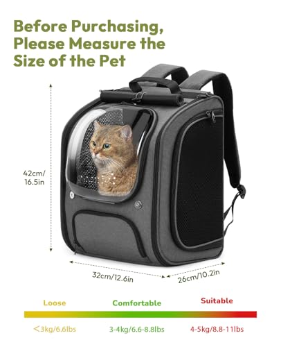 Pecute Cat Backpack Carrier,Large Space Cat Bubble Backpack,Ergonomic,Gray - color: Gray, size: 12.6"L x 10.2"W x 16.5"H