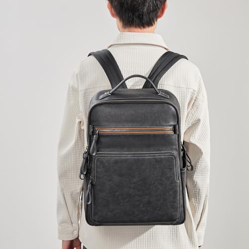Men's new business leather minimalist computer bag waterproof travel bag men's commuting backpack