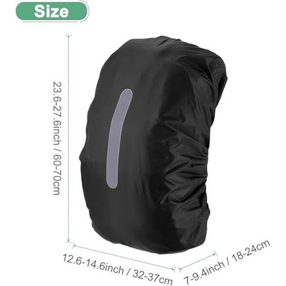 Lightweight Waterproof Backpack Cover, Packable Rain Cover for Backpack Protection, High-Visibility Reflective Travel & Hiking Rain Cover(Black)