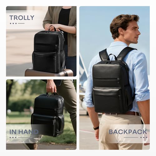 15.6 Inch PU Leather Laptop Backpack, Water Resistant 20L Anti-Theft Travel Personal Item Bag for Work College Nurse Teacher, Under Seat Flight Approved Carry-on Luggage 40x30x15CM Coffee - color: Coffee
