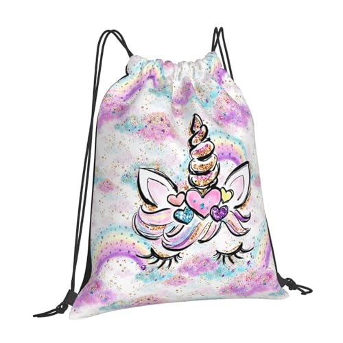 Unicorn Drawstring Backpack Gym String Bag Drawstring Sackpack Sport For Womens Mens - style: Unicorn Horn Drawstring Backpack Gym String Bag