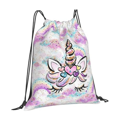 Unicorn Drawstring Backpack Gym String Bag Drawstring Sackpack Sport For Womens Mens - style: Unicorn Horn Drawstring Backpack Gym String Bag