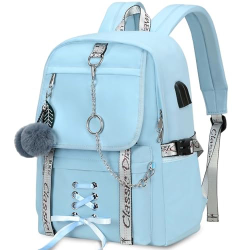 Spotted Tiger School Backpack for Girls Backpack with Lunch Box Backpacks for Teen Girl Backpacks School Bag Bookbag (Blue) - color: Blue
