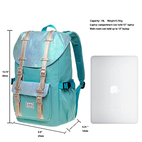 KAUKKO Laptop Outdoor Backpack Traveling Daypack Hiking Rucksack Large Capacity Bag Fits 15.6"(5-14-Fairy bluegreen-NEW) - color: 5-14-fairy Bluegreen-new