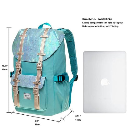KAUKKO Laptop Outdoor Backpack Traveling Daypack Hiking Rucksack Large Capacity Bag Fits 15.6"(5-14-Fairy bluegreen-NEW) - color: 5-14-fairy Bluegreen-new