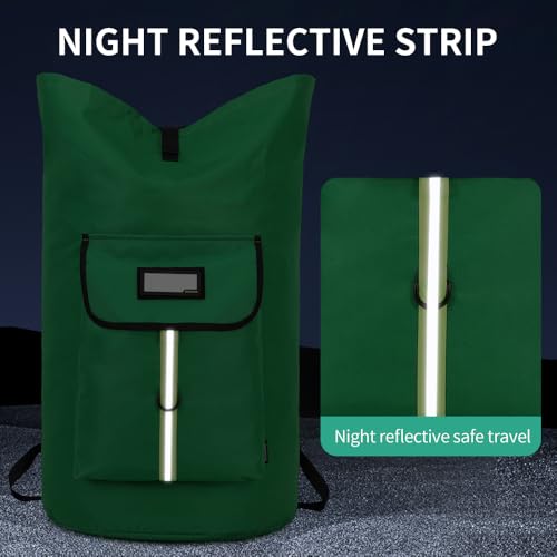 Extra-Large Heavy Duty Laundry Bag Backpack - Drawstring Closure (Grass Green) - color: Grass Green Laundry Backpack