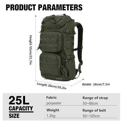 Mardingtop Tactical Backpacks Molle Hiking daypacks for Motorcycle Camping Hiking Military Traveling,25L Backpack - color: Ranger Green