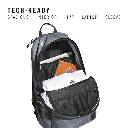 adidas Classic 3-Stripe Backpack for Laptop, School and Travel, 28L - color: Tech Aop Grey Four/Black/5.0