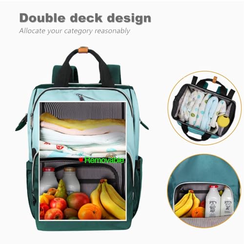Hap Tim Baby Diaper Bag for Boys Girls, Large Backpack Diaper Bags with Double Compartments, Baby Registry Search Shower Gifts Stuff Newborn Must Haves, Green（7340-GR） - color: Green