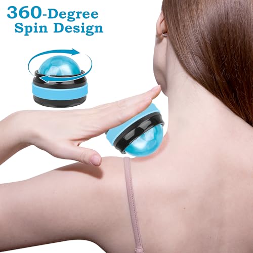 Coolrunner Massage Ball, Manual Roller Massager, 2-Pack Handheld Self Massage Therapy and Relax Full Body Tools for Sore Muscles, Shoulders, Neck, Arms, Legs, Back, Foot, Body (Blue+Pink) - color: Blue+pink