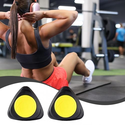 Core Sliders Exercise Gliding Discs, 2 Pack, 48cm (18.9in) PP, for Hardwood & Carpet, Squats & Ab Workouts, Black Yellow