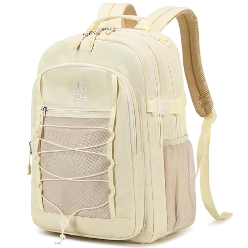 Lanola Student Teens Bookbags Business Travel Durable Water Resistant Backpack School bags College for Women & Men - Beige - color: Beige
