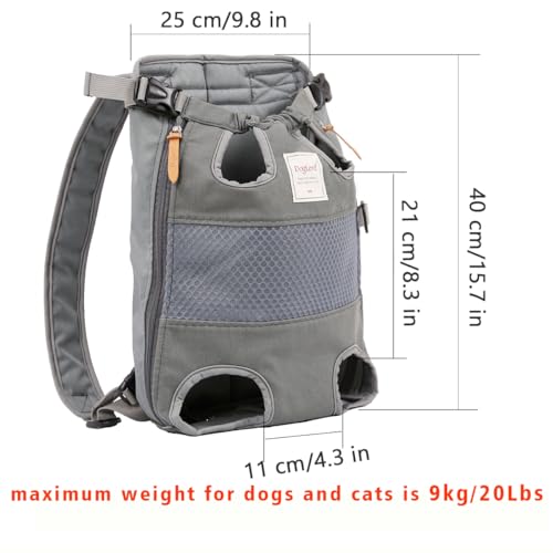 Lifeunion Legs Out Dog Carrier Backpack Hands-Free Adjustable Pet Travel Carrier for Small Medium Dogs Cats Motorcycle Hiking Walking (Grey) - color: Grey