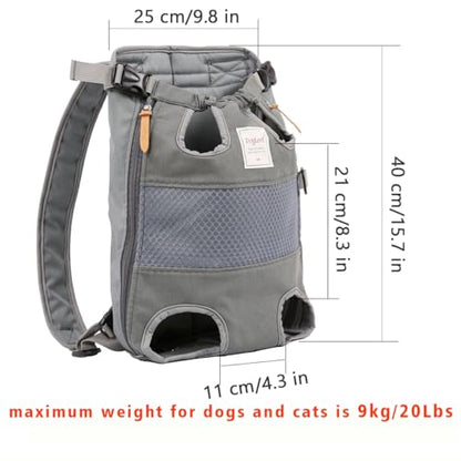 Lifeunion Legs Out Dog Carrier Backpack Hands-Free Adjustable Pet Travel Carrier for Small Medium Dogs Cats Motorcycle Hiking Walking (Grey) - color: Grey