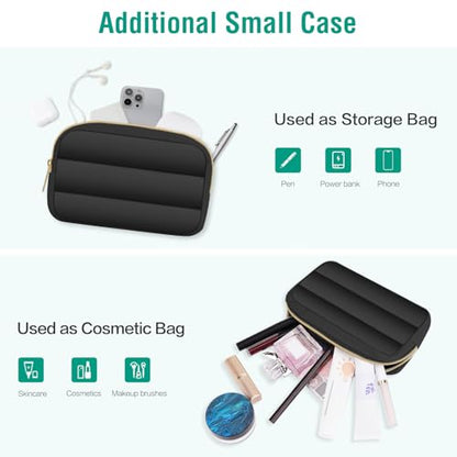 MOSISO Laptop Case 16 inch, 15-15.6 inch Puffy Laptop Sleeve Compatible with MacBook Pro 16 M5 M4 M3 M2 M1, HP Dell ASUS Acer Toshiba Lenovo, Polyester Horizontal Bag with Small Case, Black - color: Black, size: 16 inch