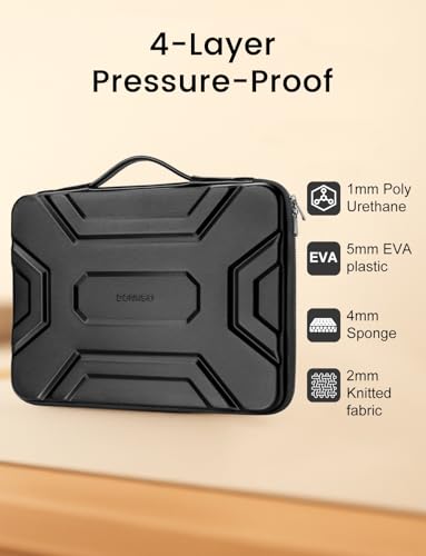 DOMISO 17 inch Laptop Sleeve with Handle, Shockproof and Waterproof EVA Protective Laptop case, Laptop Sleeves for 17.3" HP Dell Asus Laptop, Black - color: Black, size: 17.3 inch